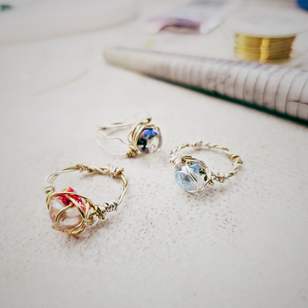 crystal ball wire wrap rings